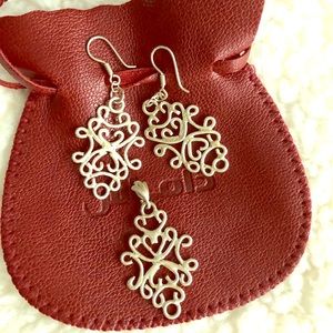 Hand made silver earring and necklace from Spain!